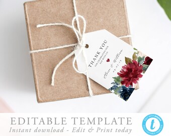 Thank you tag template Floral tag Gift tag Wedding tag template Printable favor tag Editable Welcome tag Wedding Favor Tag 12