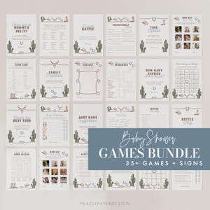 Western Baby Shower Game Bundle, Cowboy Baby Game Bundle Template, Rodeo Baby Game Download, Editable Shower Game #CB093