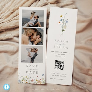 Blumen Fotostreifen Save the Date Vorlage, Hochzeitskarte, Save the Date Karte, Blumen sparen unsere Datum einladen, Templett #073