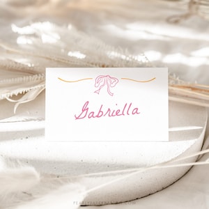 Whimsical Place Cards Template, Wedding Place Cards, Trendy Place Cards, Handwritten Doodle Wedding Table Cards, Templett #074