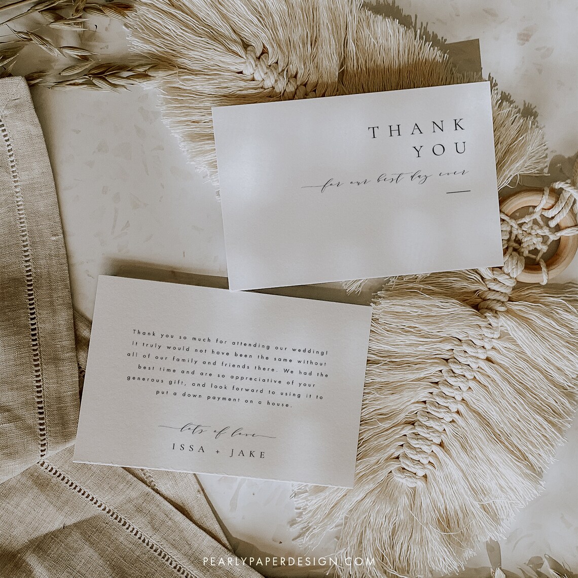 Minimalist Wedding Thank You Template Download Printable Thank You Card ...