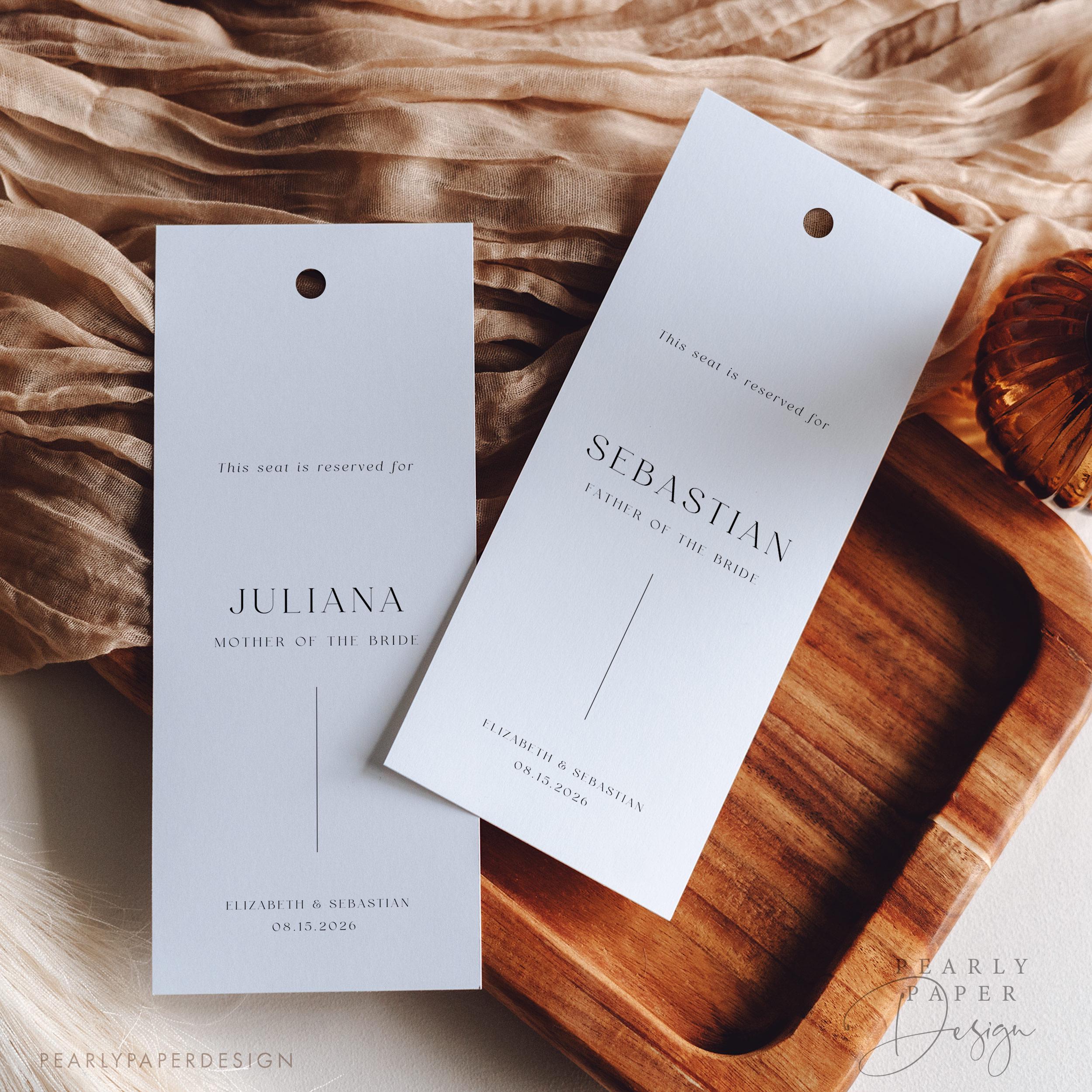 Printable Seating Tag Template, Modern Chair Tags, Minimalist Wedding ...