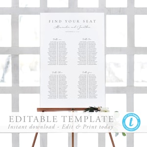 Wedding seating chart Template Modern Seating Table Seating Plan Simple Seating Chart Tables Editable Sign Wedding seating Templett 10