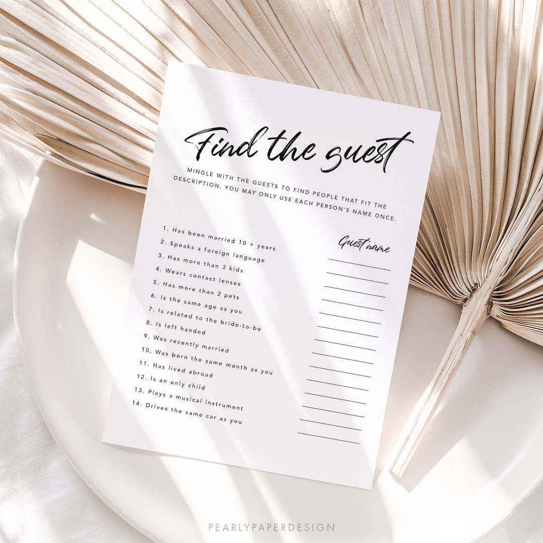 Find the Guest Bridal Shower Game Template, Bridal Game Template ...