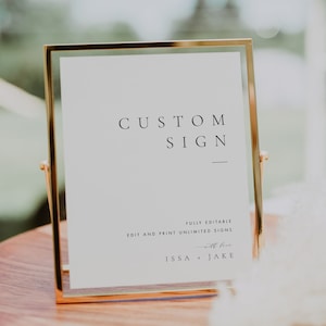 Printable Custom Sign Template Modern Wedding Sign Printable Editable Wedding sign Custom Wedding Sign Simple DIY Sign Templett #ISSA