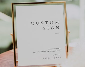 Printable Custom Sign Template Modern Wedding Sign Printable Editable Wedding sign Custom Wedding Sign Simple DIY Sign Templett #36