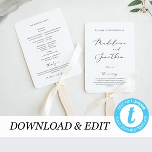 Elegant Wedding Ceremony program template Simple modern Wedding program Fan Templett printable Wedding Ceremony Instant Download DIY pdf 11