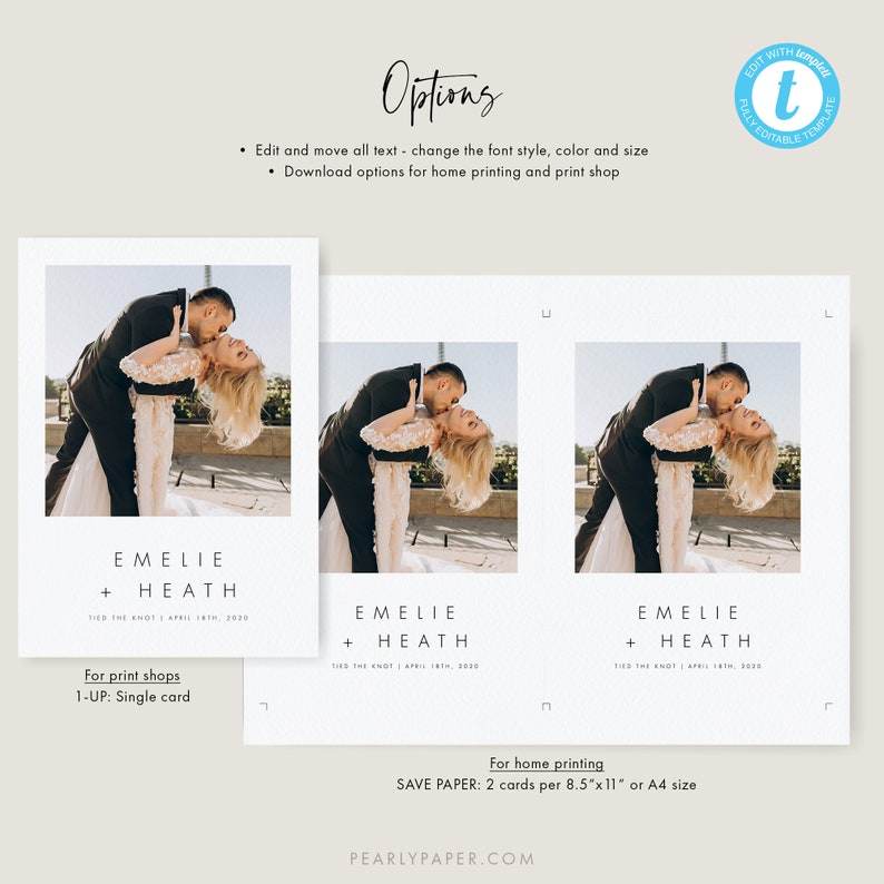 Minimalist Elopement Announcement Template Download Printable We got married Card We tied the knot #32