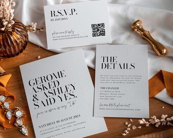 Modern Wedding Invitation Template, Printable Wedding Invite, Minimalist Wedding Invitation Templett Wedding Invites #059