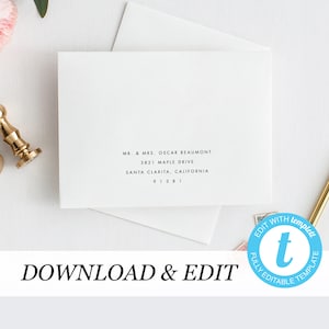 Envelope Template, address label Printable Wedding Envelope Templett, address template, Modern, Instant Download, DIY envelope Editable
