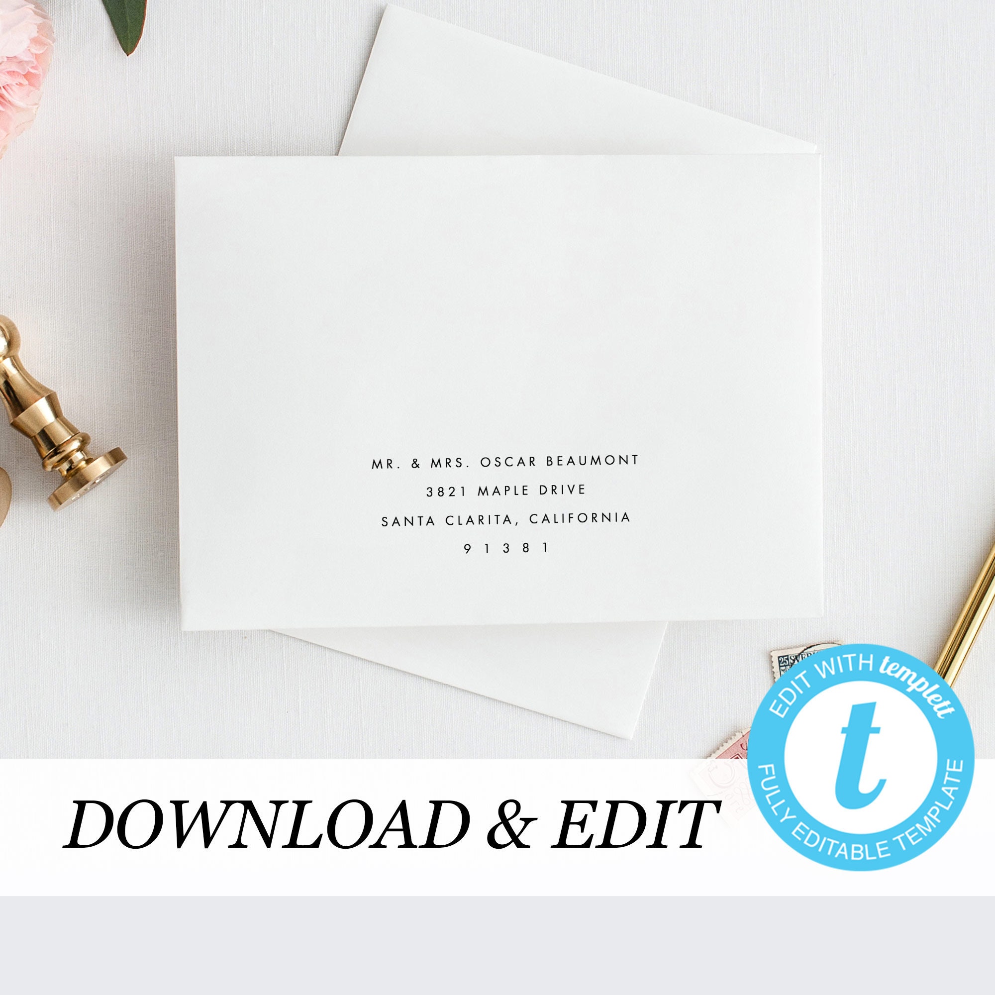 Envelope Template, address label Printable Wedding Envelope Templett, address template, Modern, Instant Download, DIY envelope Editable