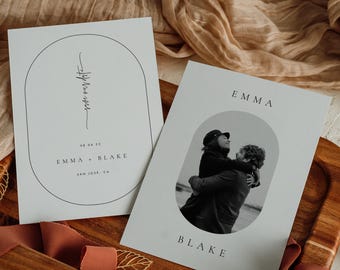 Photo Save the Date Template, Double Arch Save the Dates, Modern Save the Date, Boho Save the Date Card, Editable Template #52