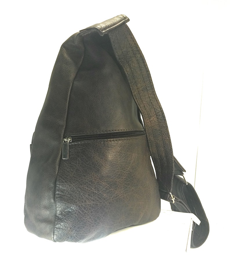 Backpack Kangaroo Pocket Chocolate Distress Leather Body Crossbag