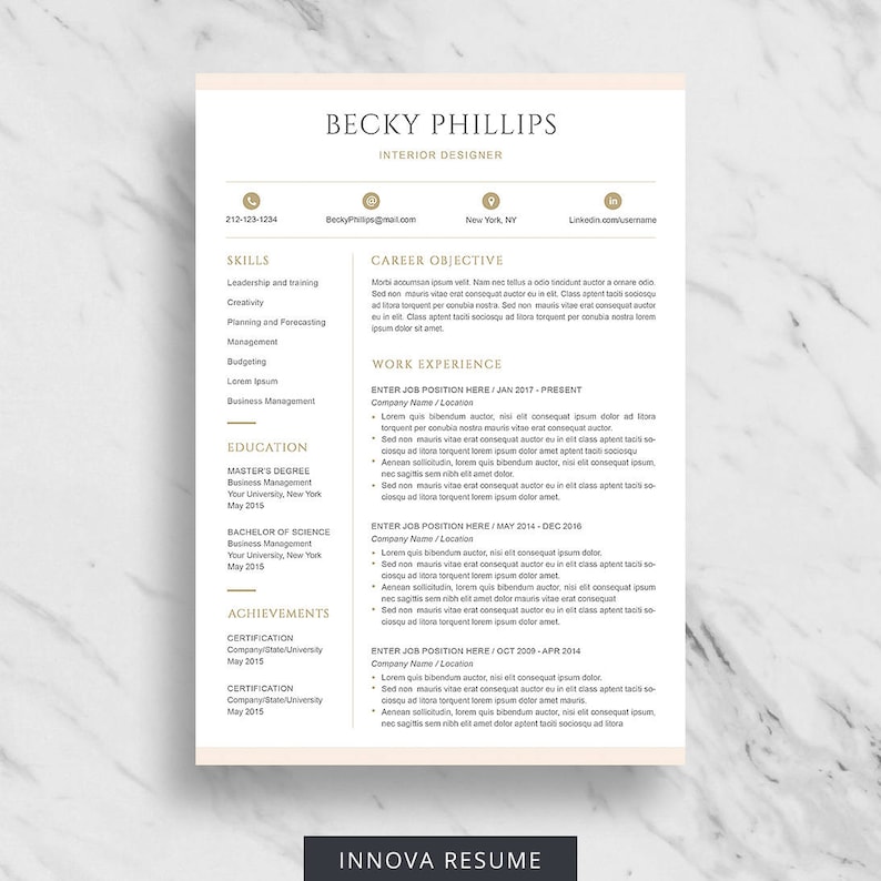 Modern Resume Template For Word Clean Resume Design Two Etsy