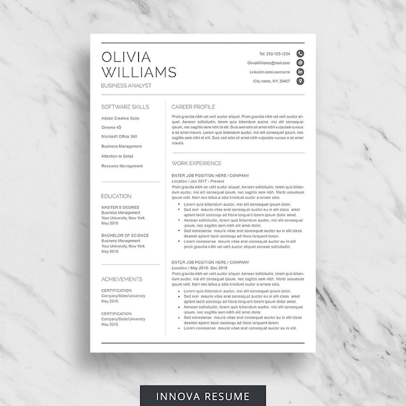 professional resume template for word modern resume design etsy