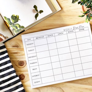 Notepad | Weekly Meal Plan | Breakfast | Lunch | Dinner | Snacks