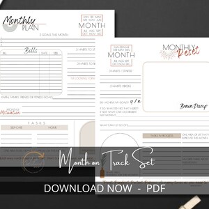 Month on Track Set | Monthly Review | Monthly Planner | INSTANT DOWNLOAD