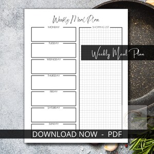Printable Weekly Meal Plan | INSTANT DOWNLOAD | Weekly Meal Planner | Menu | Grocery List | PRINTABLE
