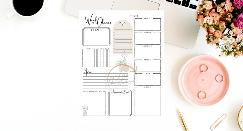 Week at a Glance | PDF | Weekly Planner | Instant Download - Etsy