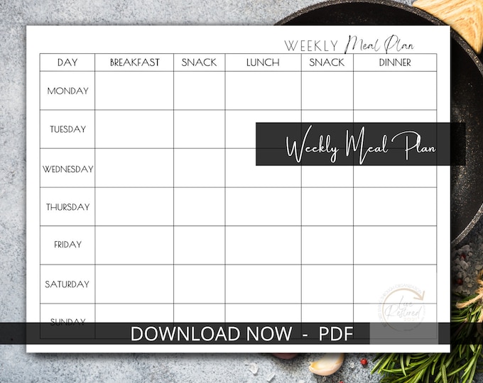 Editable Weekly Meal Planner | Canva Template | Family Meal Planning ...