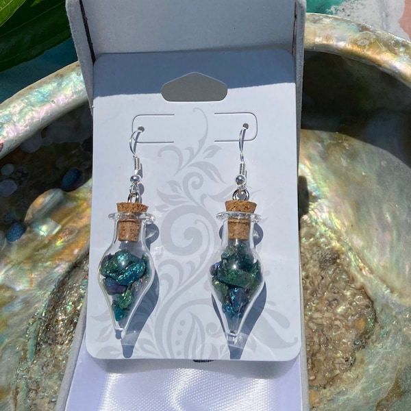 Peacock Ore WishJar Earrings