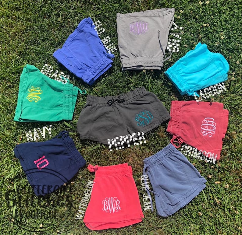 CC Monogram Shorts Comfort Color CC Shorts Comfort Color Monograms Comfort Color Shorts Lounge Shorts Summer CC Monogrammed Shorts