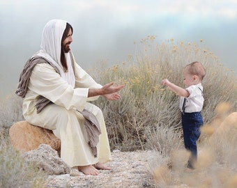 Jesus Christ Sitting with Children Digital Backdrop/Background plus Extra Overlay for Blending!