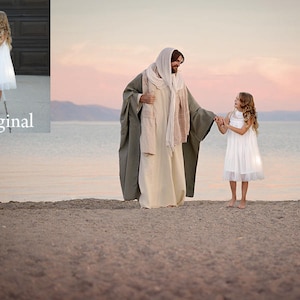 4x Jesus Christ/Savior Digital Backdrop/Background on Beach/Shoreline/Ocean for Photography Composite