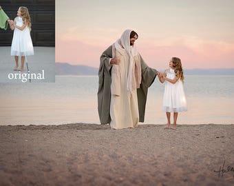 4x Jesus Christ/Savior Digital Backdrop/Background on Beach/Shoreline/Ocean for Photography Composite