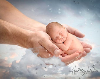 2x! Gift from God! Newborn Girl/Boy Digital Backdrop Background God&#39;s Hands Heaven Christian - From God - Instant Download Photography Prop