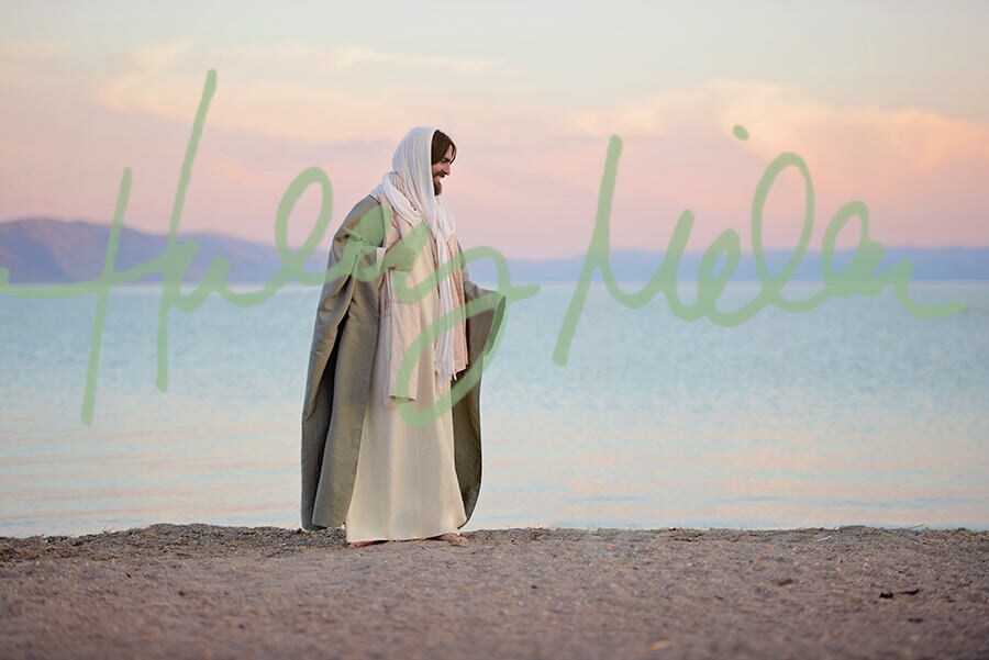 Jesus Christ/Savior Laughing Digital Backdrop/Background on Beach/Shoreline/Ocean for Photography Composite