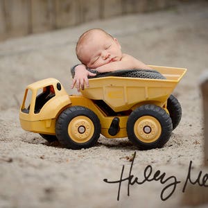 Newborn Digital Backdrop/Background - Yellow Dump/Tonka Truck in Sandbox