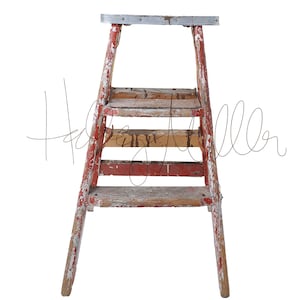 Vintage Antique Painters Step Ladder Digital Clipart Overlay