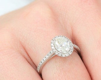 Oval Diamant Verlobungsring, Oval Diamant Ring, Halo Verlobungsring, Diamant Verlobungsring Halo, Naturdiamant, Echter Diamant