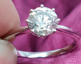 Unique Diamond Ring, Diamond Solitaire Engagement Ring, 8 Prong Solitaire, Flower Ring