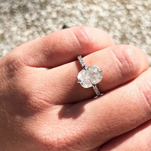 Cushion Cut Diamond Engagement Ring, Elongated Cushion Cut Ring, 14k White Gold Diamond Ring, Natural Diamond Ring, Diamond Engagement Ring