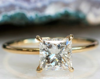 Princess Cut Engagement Ring, 1.5 Carats Engagement Ring, Square Diamond Ring