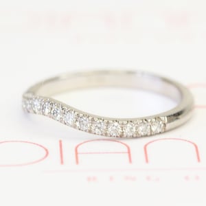 Wavy Diamonds Gold Band, Chevron Diamond Ring, 1CT Solid White Gold Diamond Ring, V Shaped Promise Ring