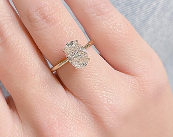 Oval Diamond Engagement Ring, 2.28 Cts, Tapered Diamond Ring, Natural Diamond, Certified, READY TO SHIP