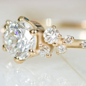 1 Carat Diamond Engagement Ring,  Real Diamond Engagement Ring, Dainty Diamond Ring, Round Cut Engagement Ring, 14K Yellow Gold