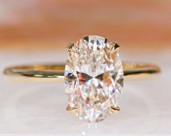 Oval Diamond Engagement Ring, READY TO SHIP, 2.28 Cts, Tapered Diamond Ring, Natural Diamond, Certified Diamond