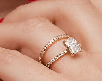 Radiant Diamond Ring, Natural Diamond Jewelry, Diamond Engagement Ring, Rose Gold Diamond Engagement Ring, 14k Solid Gold Diamond Ring