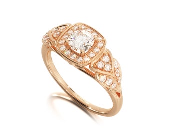 Art Deco Diamond Ring Women, Multi Diamond Engagement Ring, Round Diamond Engagement Ring, Round Cut Multi Diamond Ring, Solid Gold Diamond