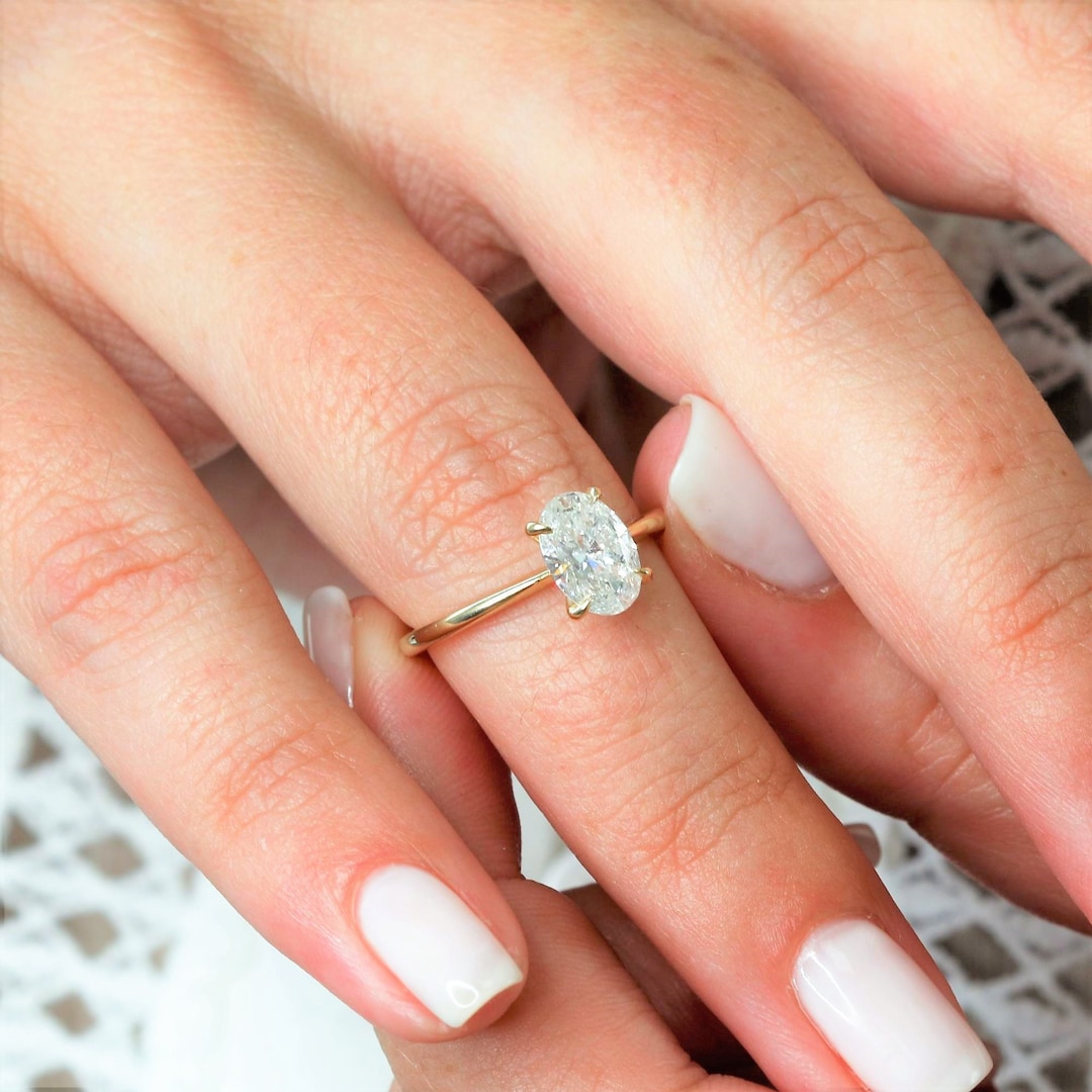 1 Carat Oval Diamond Ring, Classic Oval Jewelry, Oval Solitaire Ring, Dainty Minimalist Oval Cut