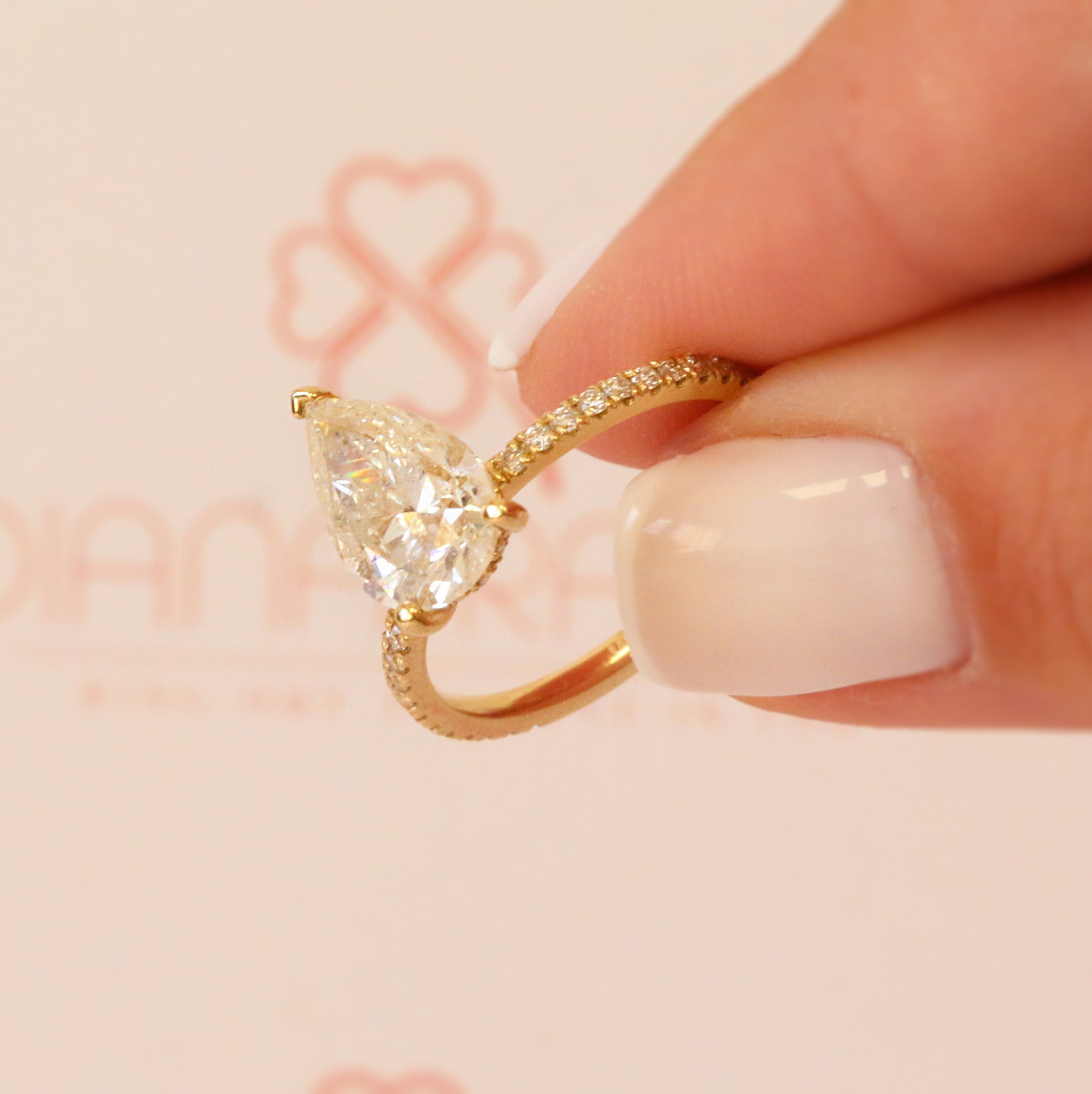 Pear Cut Diamond Engagement Ring, Teardrop Diamond Ring , 3.5 Carats ...