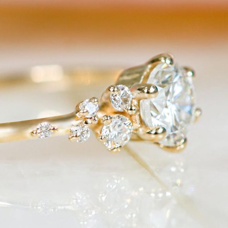 Dainty Diamond Ring for Women, Ring Engagement Ring Diamond Gold, 1 Carat Diamond Ring, Promise Ring for Her image 7