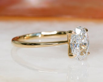 Oval Cut Diamond Ring, 14k Gold Diamond Engagement Ring Women, Gold Diamond Engagement Ring, Claw Prong Diamond Ring, Solitaire Diamond Ring