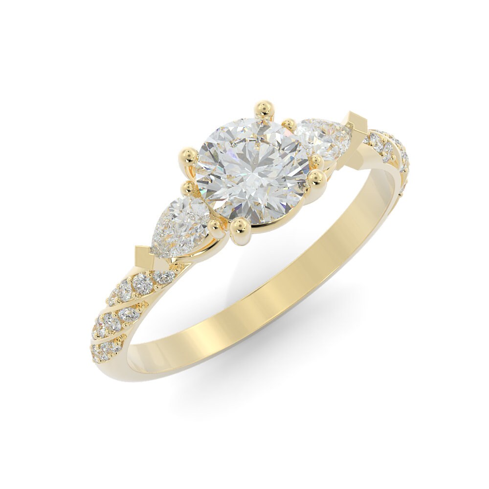 3 Stone Engagement Ring 3 Stone Diamond Ring 1 Carat Ring | Etsy