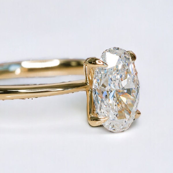 1 Carat Real Diamond Engagement Ring for Women, Oval Diamond Engagement Ring