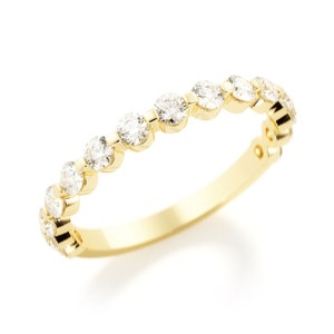 14k Gold Diamond Wedding Band, Diamond Wedding Band, Half Eternity Diamond Ring, 14k Yellow Gold Diamond Wedding Band, Stacking Diamond Ring